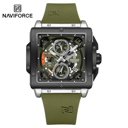 NAVIFORCE Watches for men Sports Unique Square Quartz Date Display Watch Multifunction Chronograph Waterproof Luxury WristWatch
