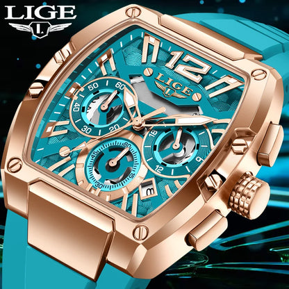 LIGE Men’s Luxury Silicone Military Watch – Casual Sports Waterproof Quartz with Date