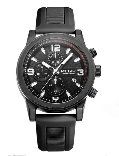MEGIR 2026 Sport Analog mens watches Fashion Military Silicone Chronograph Quartz Wristwatch reloj de hombre Luminous Hands