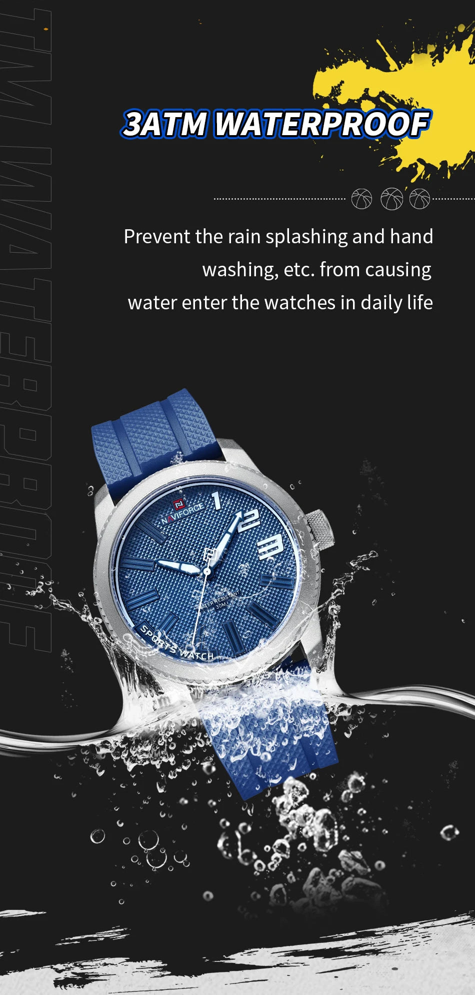 NAVIFORCE Top Brand Watch Men Fashion Casual Waterproof Simple Style Quartz Wristwatch Military Male TPU Strap Clock