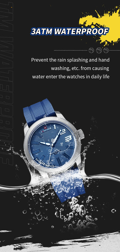 NAVIFORCE Top Brand Watch Men Fashion Casual Waterproof Simple Style Quartz Wristwatch Military Male TPU Strap Clock
