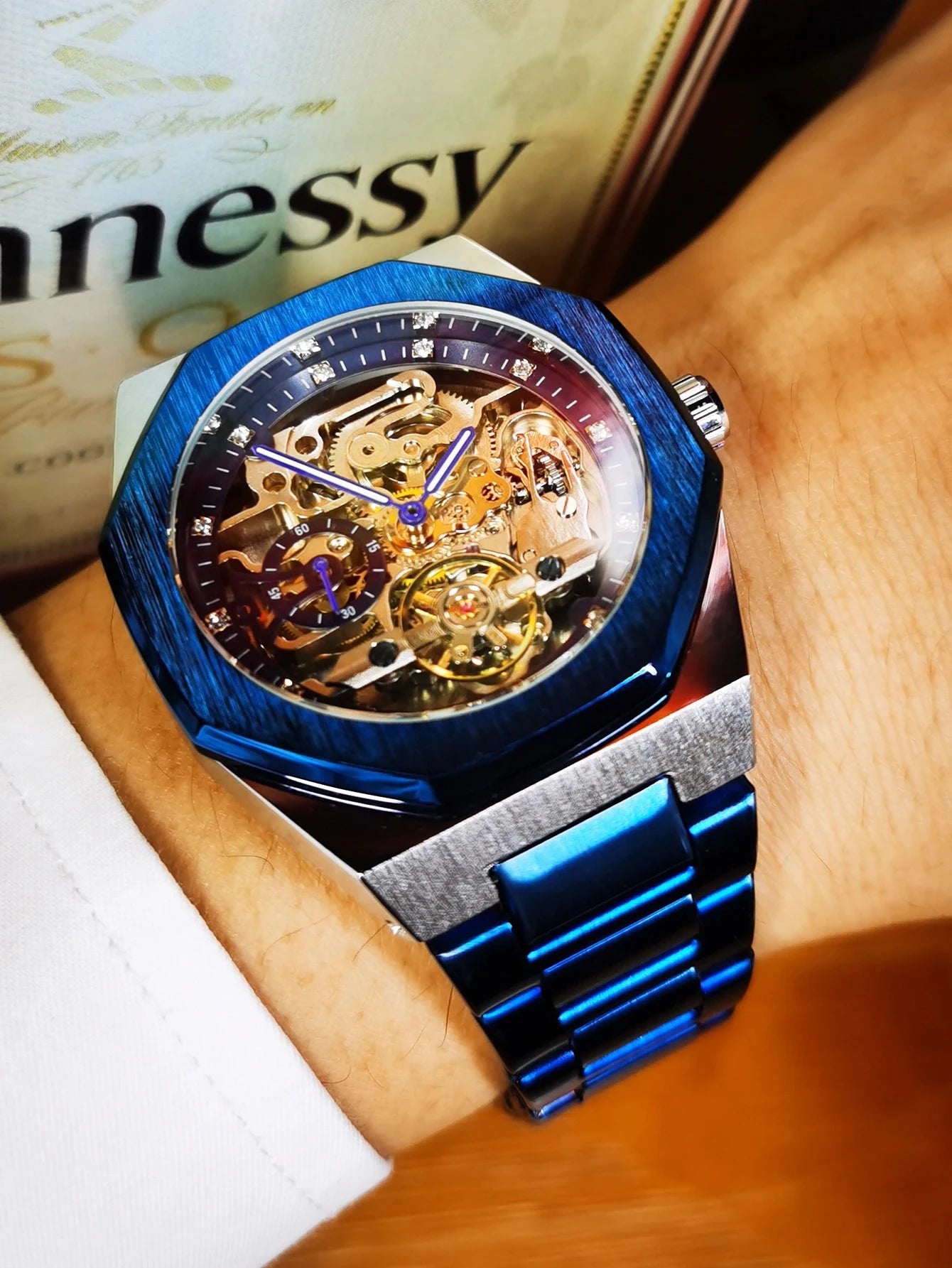 Luxorive Spectra Tourbillon – Automatic Skeleton Watch with Diamond Dial Watchify 
