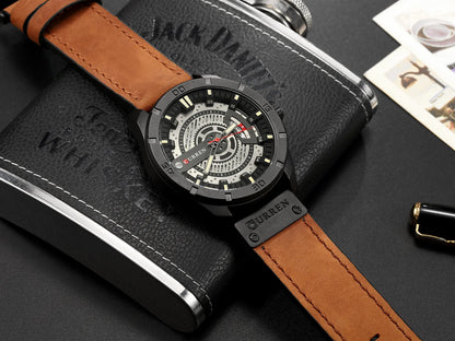 CURREN 8301 Classic Men's Quartz Watch – Waterproof Leather Strap with Calendar