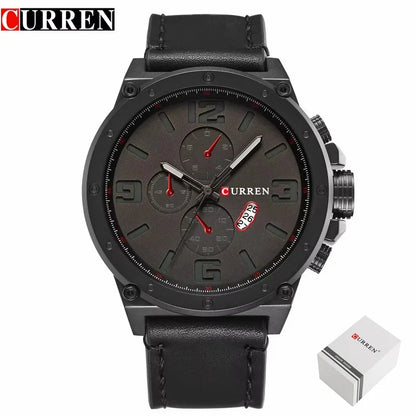 CURREN 8230 Men's Quartz Chronograph Watch – Fashion Outdoor Wristwatch with Brown & Black Leather Strap