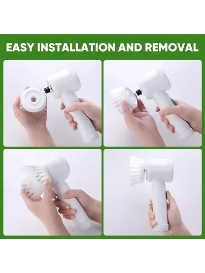 Cordless Electric Spin Scrubber – 5 Replaceable Brush Heads