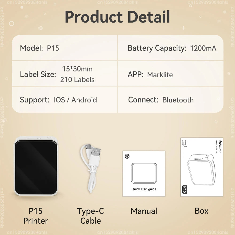 P15 Mini Bluetooth Label Printer – Portable & Thermal