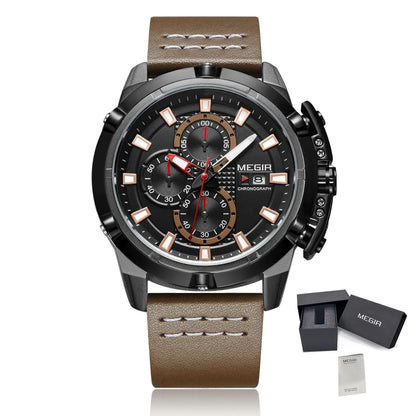 MEGIR Luxury Men's Watch Chronograph Fashion Sport Military Watches Waterproof Male Quartz Wristwatch Clock Montre Homme 2062