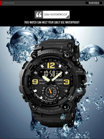 SKMEI 1637 Men’s Dual Movement Sport Watch – Waterproof Digital & Analog Wristwatch