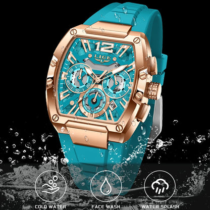 LIGE Men’s Luxury Silicone Military Watch – Casual Sports Waterproof Quartz with Date