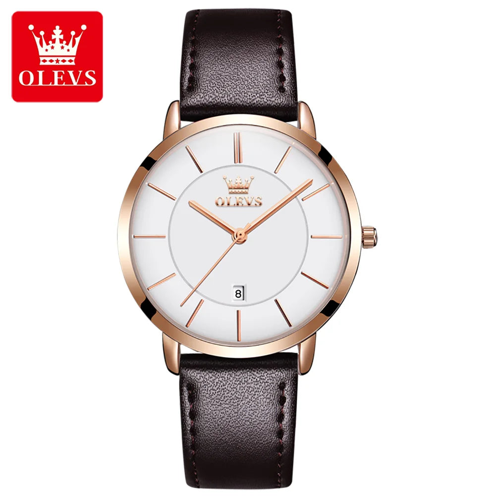 OLEVS 5869 Original Quartz Watch for Women Ultra Thin 6.5mm Simple Fashion Auto Date Hand Clock 30m Waterproof Ladies Wristwatch