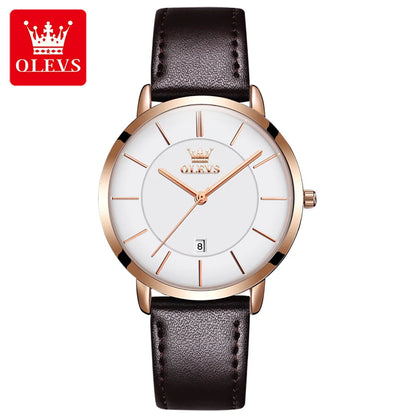 OLEVS 5869 Original Quartz Watch for Women Ultra Thin 6.5mm Simple Fashion Auto Date Hand Clock 30m Waterproof Ladies Wristwatch