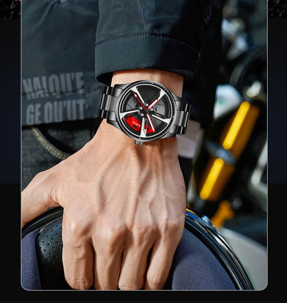 LIGE New Sports 3d Xiaomi Car Wheel Watch Fashionable Rotating Dial Stainless Steel Strap Waterproof Quartz Watches reloj hombre