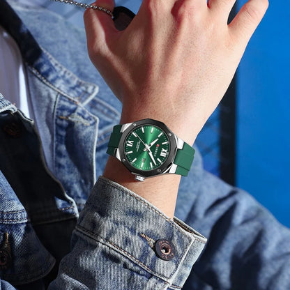 CURREN 8465 Men’s Fashion Quartz Watch – Waterproof Casual Timepiece with Calendar & Luminous Silicone Strap