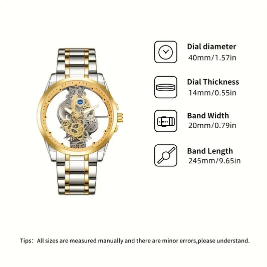 Luxorive SpectraCore – Luxury Skeleton Quartz Watch for Men