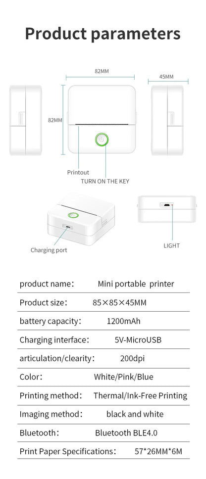 X6 Mini HD Thermal Printer – Portable Bluetooth Sticker Maker