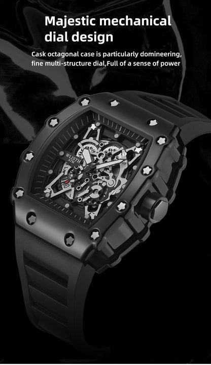 Men's Watch Fashion Automatic Movement Barrel Luminous Waterproof Clock Sports Male's Silicone Strap Quartz Wristwatch New