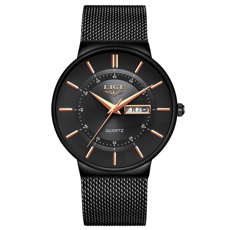 LIGE 2024 Ultra Thin Quartz Watch – Sleek, modern, and designed for men who appreciate minimalist elegance with sporty performance.