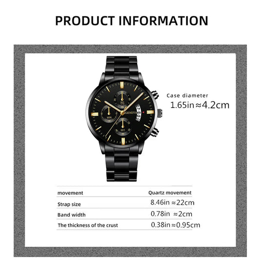 Luxorive Executive Steel – Men’s Stainless Steel Quartz Business Watch