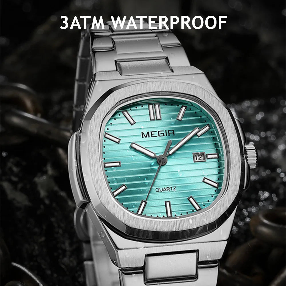 MEGIR Luxury Brand Men Business Watches Waterproof Male Clock Stainless Steel Luminous Quartz Sport Wristwatch Montre Homme 1084