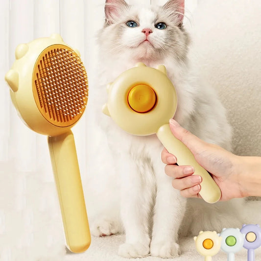 Pet Hair Removal Brush – Self-Cleaning Cat & Dog Grooming Comb