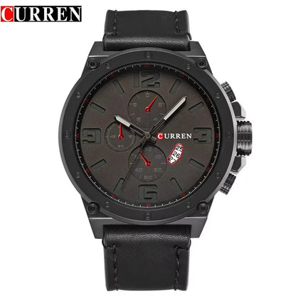 CURREN 8230 Men's Quartz Chronograph Watch – Fashion Outdoor Wristwatch with Brown & Black Leather Strap