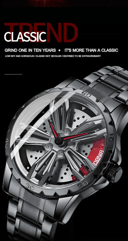 UTHAI Automotive Wheel Hub Hollow Mechanical Watch Luxury Fashion Wheel Hub Waterproof Stainless Steel Men's Watch V002