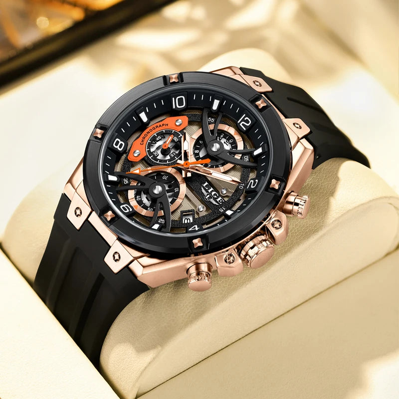 LIGE Military Sports Edition — a rugged and stylish men's quartz chronograph designed for adventure, precision, and everyday wear.
