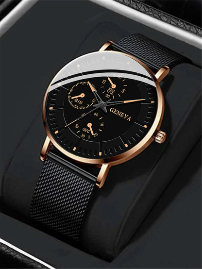 Luxorive MeshSport – Men's Mesh Steel Quartz Watch