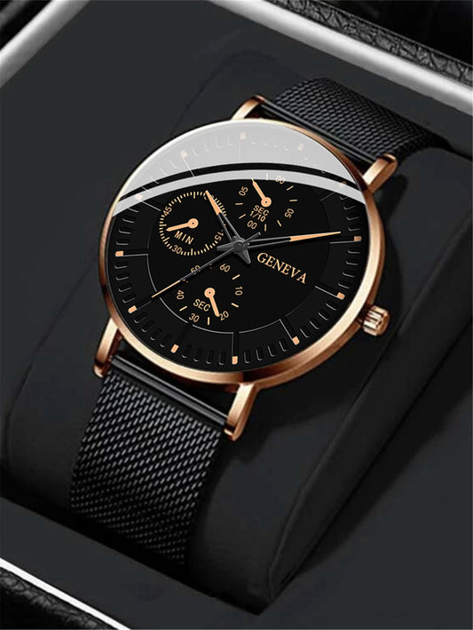 Luxorive MeshSport – Men's Mesh Steel Quartz Watch
