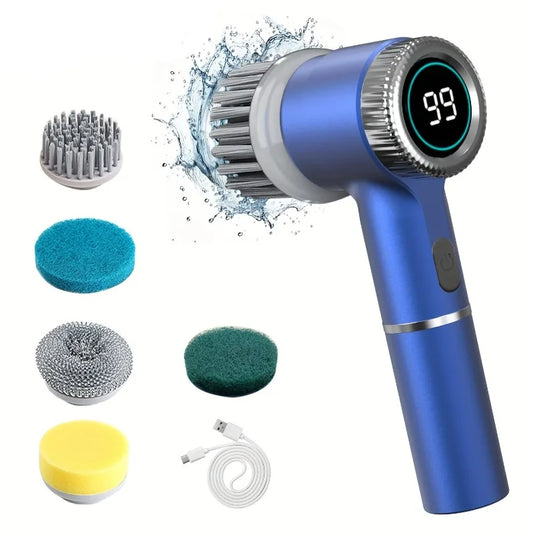 Electric Spin Scrubber – 3-Speed Handheld Shower Brush with 5 Replaceable Heads