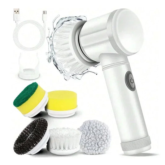 Cordless Electric Spin Scrubber – 5 Replaceable Brush Heads