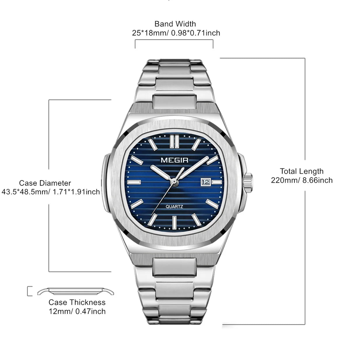 MEGIR Luxury Brand Men Business Watches Waterproof Male Clock Stainless Steel Luminous Quartz Sport Wristwatch Montre Homme 1084