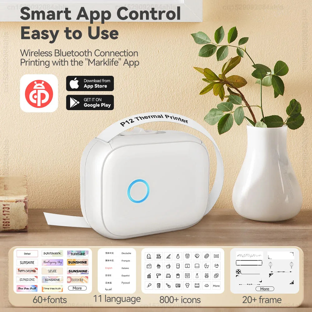P12 Mini Thermal Label Printer – Portable Sticker Maker