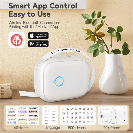 P12 Mini Thermal Label Printer – Portable Sticker Maker