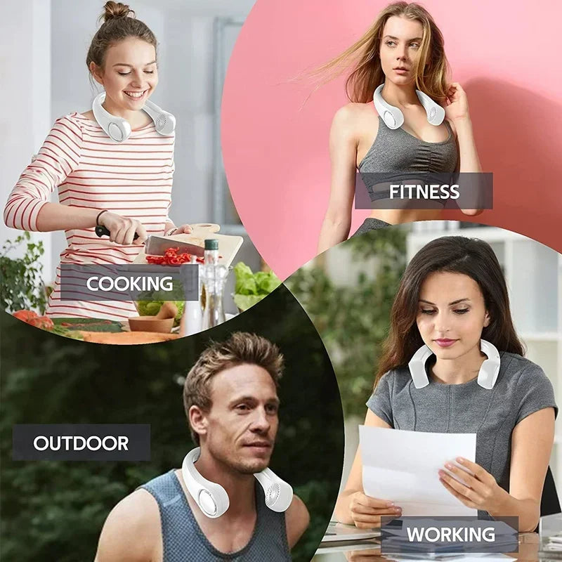 Clearance_Portable mini home summer air-cooled neck hanging fan for outdoor sports, running, travel without blades, wearable USB