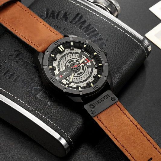 CURREN 8301 Classic Men's Quartz Watch – Waterproof Leather Strap with Calendar