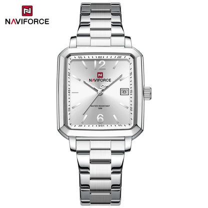 NAVIFORCE Couple Quartz Watch Retro Fashion Calendar Display Stainless Steel Strap Luminous Pointer 3ATM Waterproof Couple Watch