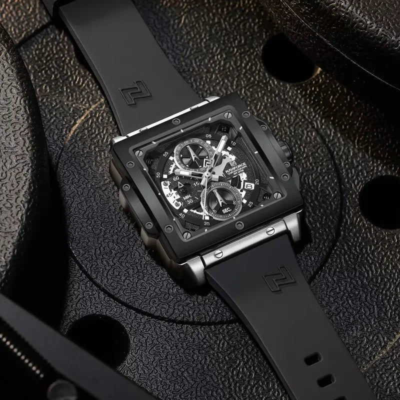 NAVIFORCE Watches for men Sports Unique Square Quartz Date Display Watch Multifunction Chronograph Waterproof Luxury WristWatch