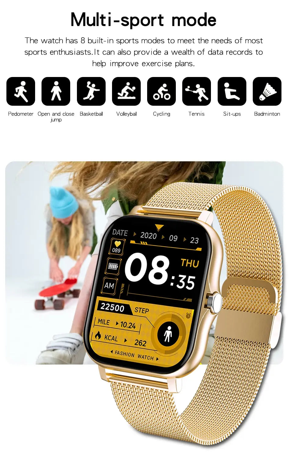 Luxorive PulsePro 2024 – Full Touchscreen Sport Fitness Smartwatch with BT Call for Men & Women