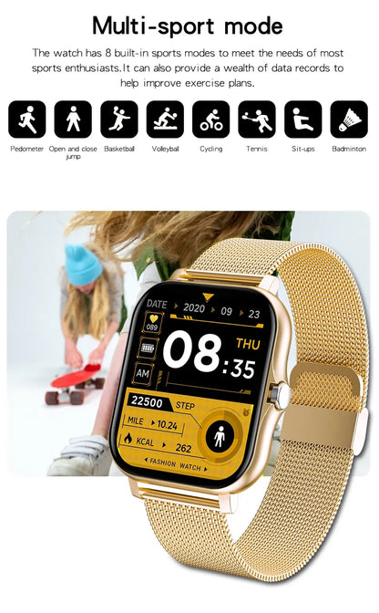 Luxorive PulsePro 2024 – Full Touchscreen Sport Fitness Smartwatch with BT Call for Men & Women