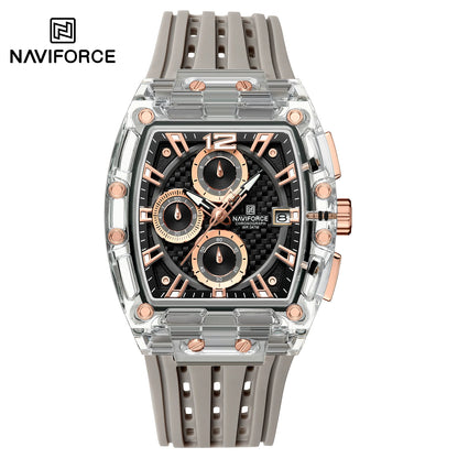 NAVIFORCE 2025 New Design Transparent Tonneau Watch Men Quartz Man Watches Waterproof Luxury Sport Out Door montre homme