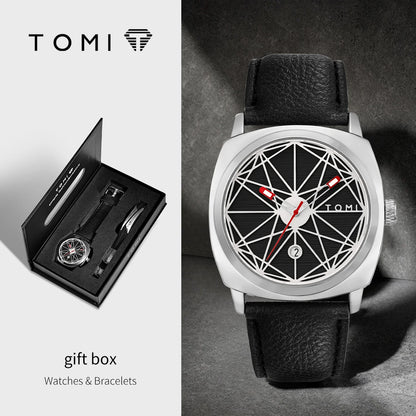 TOMI 2024 New 2PCS Men's Watch Bracelet Gift Set Luxury Business Versatile Calendar Men's Quartz Watch and Watch Gift Reloj