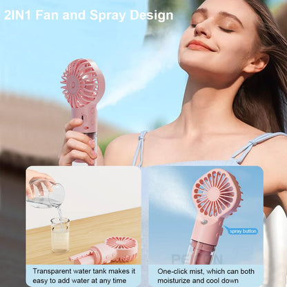 Mini Portable USB Handheld Fan with Humidifier – Rechargeable Mist & Water Spray Cooling Fan