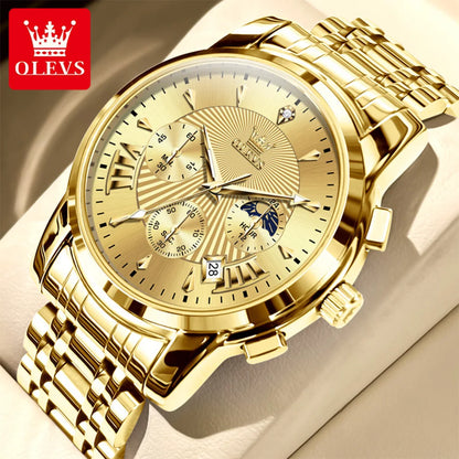 OLEVS 2892 Men Watch Original Quartz Watch Luxury Brand Waterproof Luminous Chronograph Classic Business Moon Phase Men Watch