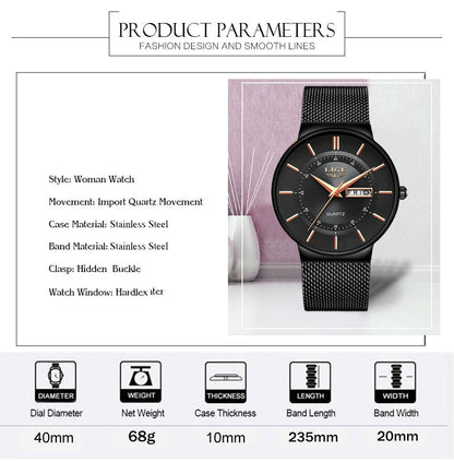 LIGE 2024 Ultra Thin Quartz Watch – Sleek, modern, and designed for men who appreciate minimalist elegance with sporty performance.
