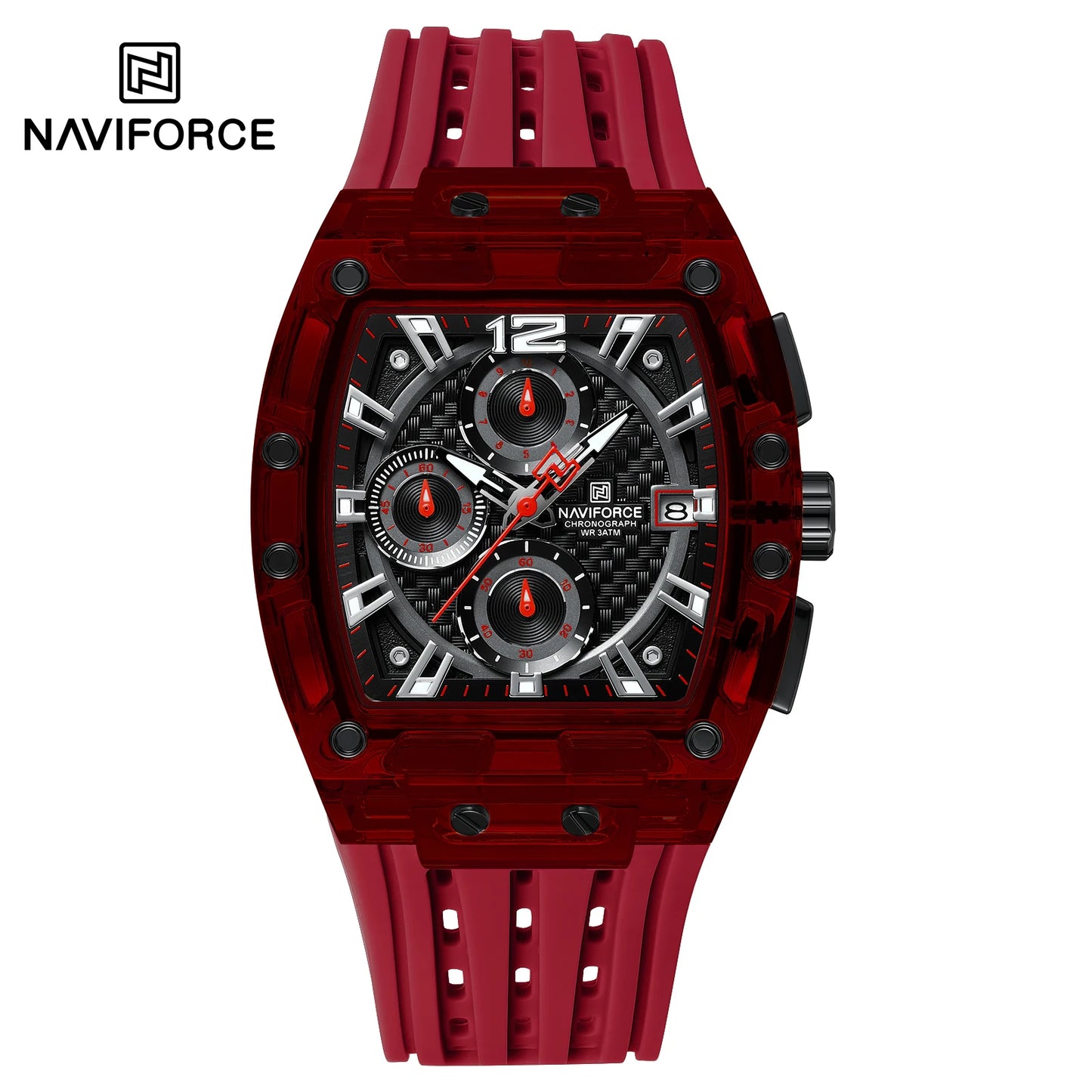 NAVIFORCE 2025 New Design Transparent Tonneau Watch Men Quartz Man Watches Waterproof Luxury Sport Out Door montre homme