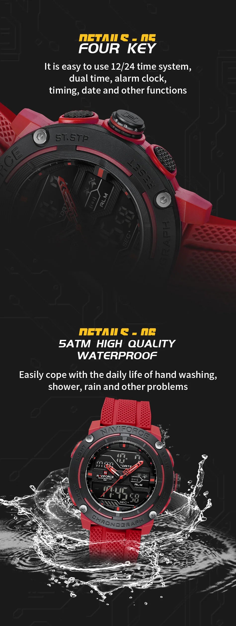 🕰️ NAVIFORCE Luxury Brand Men's Sport Watches Men Dual Display LED Digital Waterproof Leather Strap Quartz Military Watch Man Clock








NAVIFORCE Luxury Brand Men's Sport Watches Men Dual Display LED Digital Waterpro