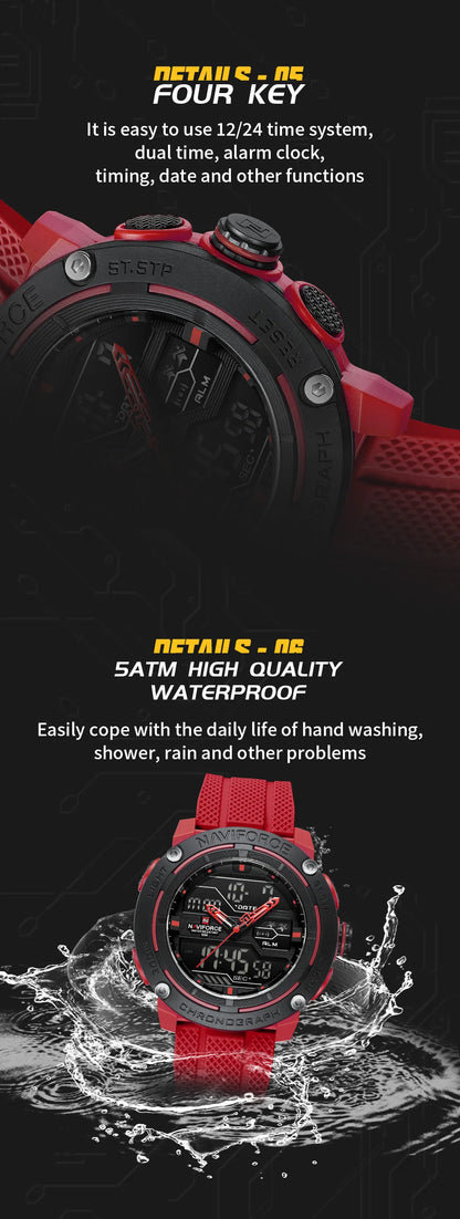 🕰️ NAVIFORCE Luxury Brand Men's Sport Watches Men Dual Display LED Digital Waterproof Leather Strap Quartz Military Watch Man Clock








NAVIFORCE Luxury Brand Men's Sport Watches Men Dual Display LED Digital Waterpro