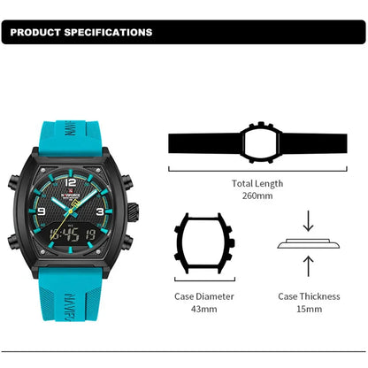 NAVIFORCE Luxury Men's Watches Sport Quartz Watch Men LCD Dual Display Waterproof Luminous Man Wristwatch 2025 Relogio Masculino