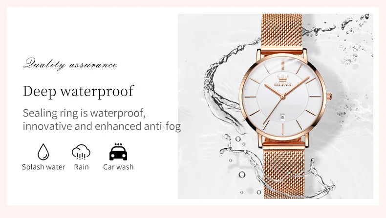 OLEVS 5869 Original Quartz Watch for Women Ultra Thin 6.5mm Simple Fashion Auto Date Hand Clock 30m Waterproof Ladies Wristwatch